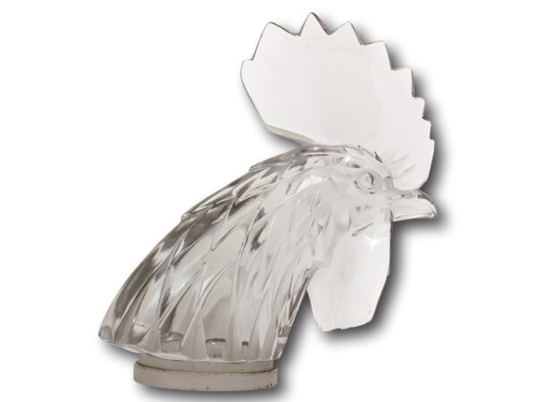 Side of the Rene Lalique Tete De Coq Car Mascot