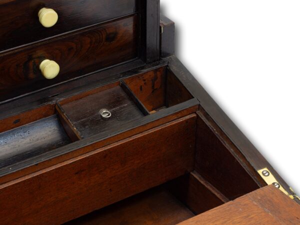 Close up of the location of the hidden compartment latch