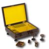Tunbridge Ware Sewing Box with the lid up and various pieces removed