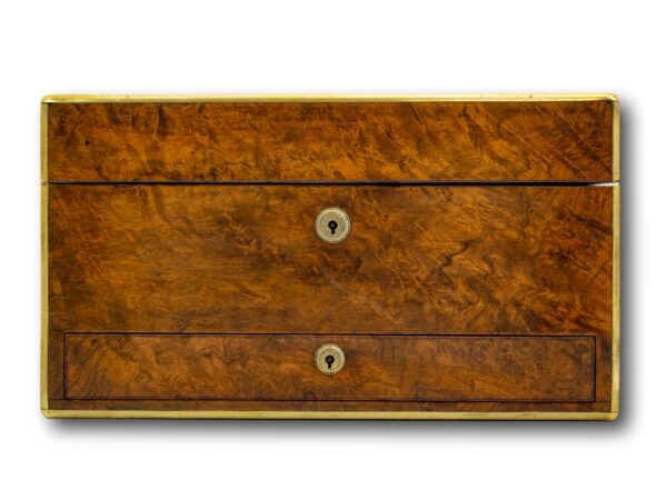 Front of the Burr Walnut Jewellery box by Asprey of London