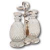 Overview of the Hukin & Heath Decanter Tantalus Set with the key inserted and the twist lock open