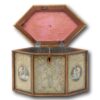 Overview of the Paper Scroll tea caddy with the lid up