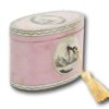 Overview of the Georgian Pink Spa Tea Caddy with the key fitted