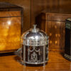 George Fox Edwardian Silver & Tortoiseshell tea caddy in a decorative collectors setting to view the scale