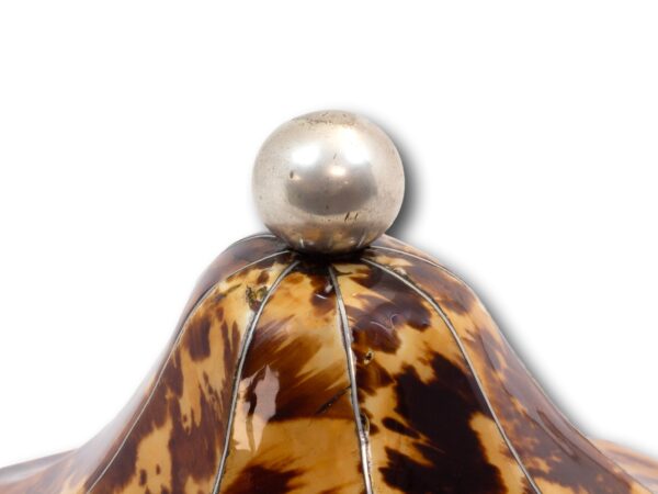 Close up of the silvered ball finial