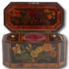Overview of the painted tea caddy with the lid open