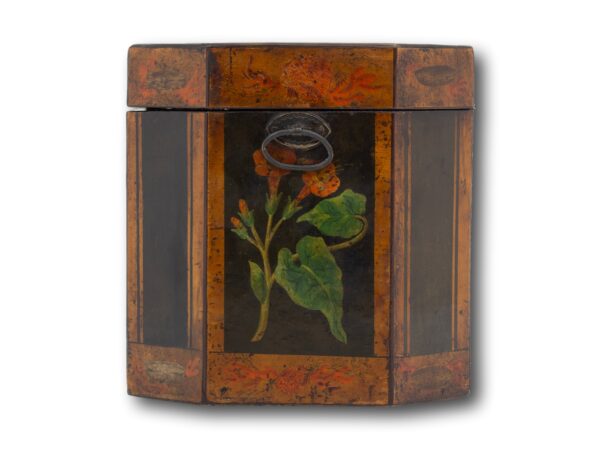 Sidea of the painted tea caddy