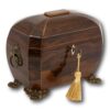Front overview of the Rosewood Tea Caddy with the key fitted
