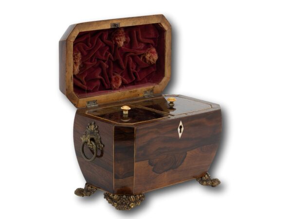 Overview of the Rosewood Tea Caddy with the lid up