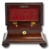 Overview of the mahogany tea caddy with the lid up