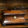 Overview of the mahogany tea caddy in a decorative collectors setting