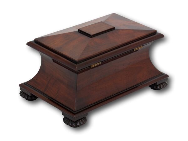 Rear overview of the mahogany tea caddy