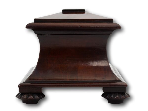 Side of the mahogany tea caddy