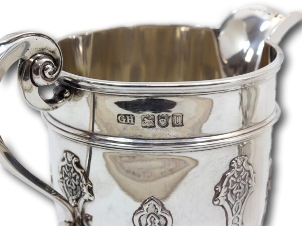 Close up of the sterling silver hallmarks