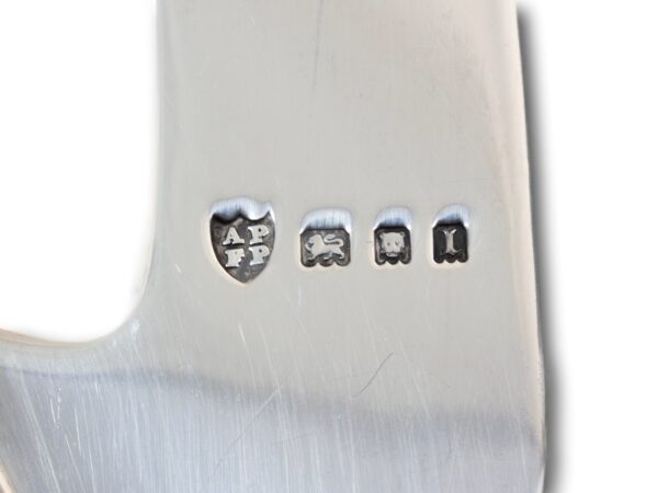 Close up of the sterling silver hallmarks