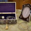 Overview of the Regency Tortoiseshell and Mother of Pearl Jewellery Box in a decorative collectors setting