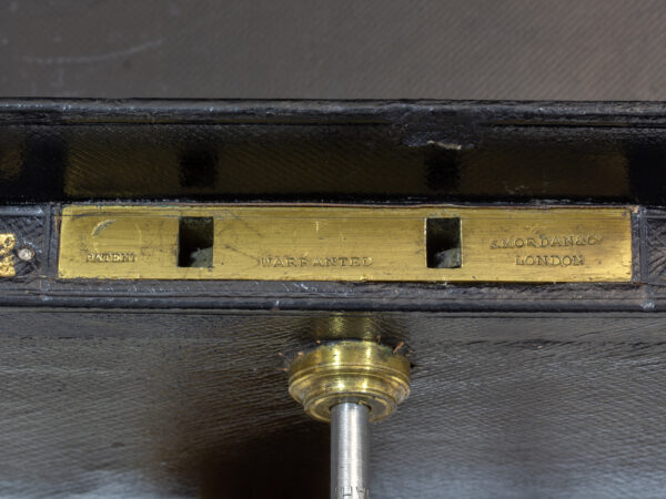 Close up of the Sampson Mordan & Co lock plate