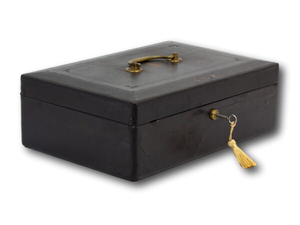 Front overview of the Black Leather Dispatch Box