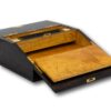 Front of the Coromandel & Silver Writing Box by Betjemann showing the under storage compartment beneath the writing slope