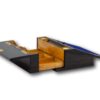 Side of the Coromandel & Silver Writing Box by Betjemann with the secret rear compartment open