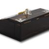 Rear overview of the Coromandel & Silver Writing Box by Betjemann with the key fitted