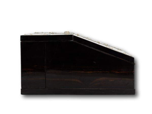 Side of the Coromandel & Silver Writing Box by Betjemann with the key fitted