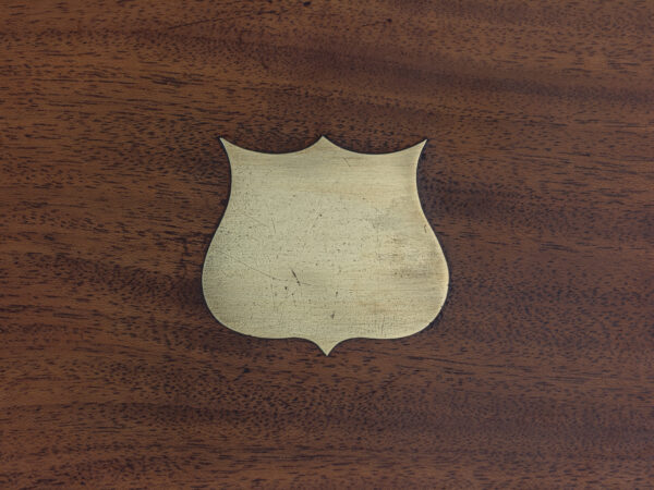 Close up of the shield shaped escutcheon