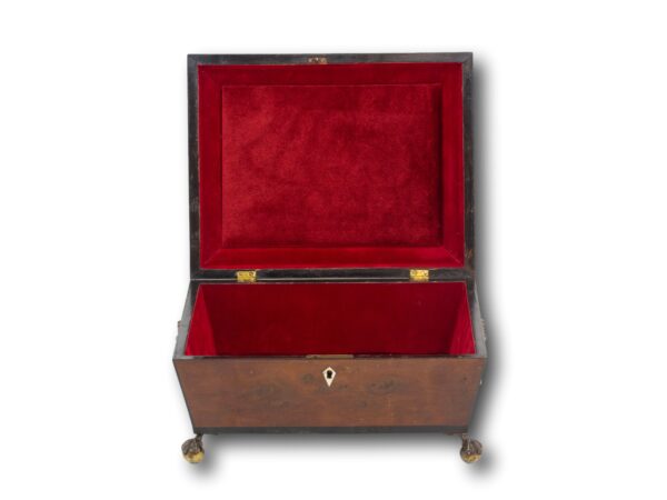 Overview of the Satinwood Jewellery Box with the lid up