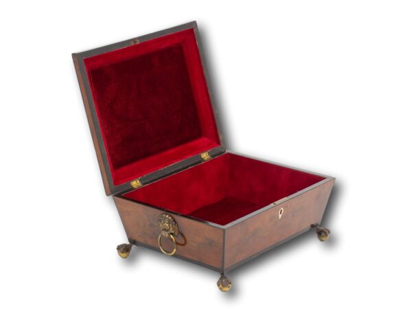 Front overview of the Satinwood Jewellery Box with the lid up