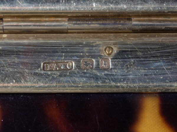 Close up of the silver hallmarks