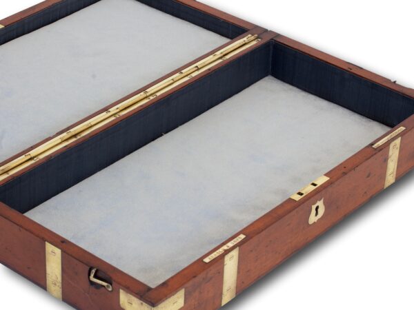 Close up of the lined interior of the accessories box