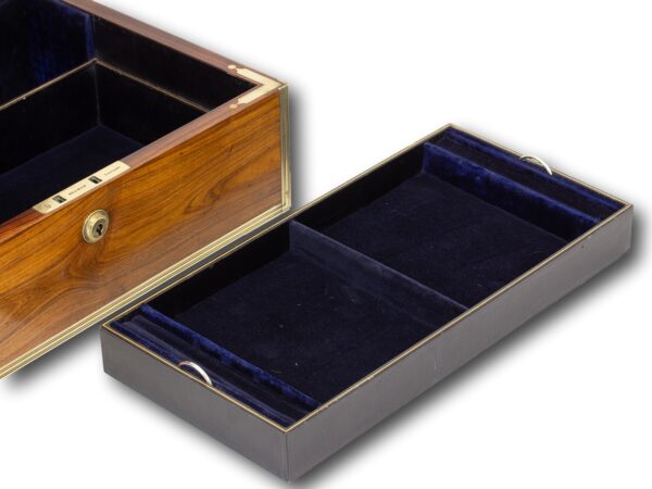 Close up of the of the Antique Kingwood Jewellery Box by Lund jewellery tray