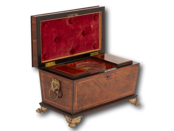 Front overview of the Regency Tea Chest with the lid up