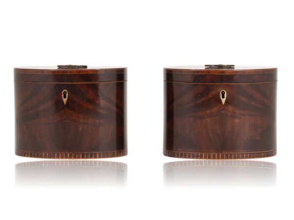 Front of the Georgian Pair of Mahogany Tea Caddies