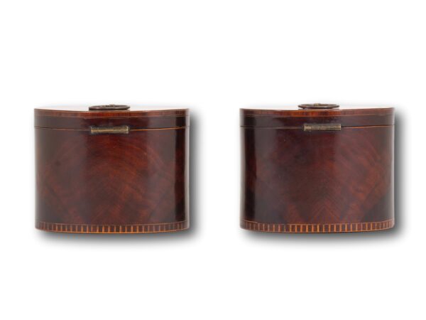 Rear of the Georgian Pair of Mahogany Tea Caddies