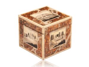 Front overview of the Antique Belgian Spa Tea Caddy