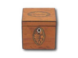 Front overview of the Miniature Satinwood Tea Caddy