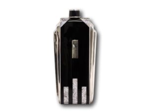 Front of the Napier Art Deco Sterling Silver and Enamel Flask