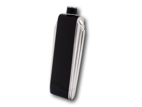 Rear overview of the Napier Art Deco Sterling Silver and Enamel Flask