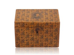 Front overview of the Scottish Mauchline Ware Tea Caddy