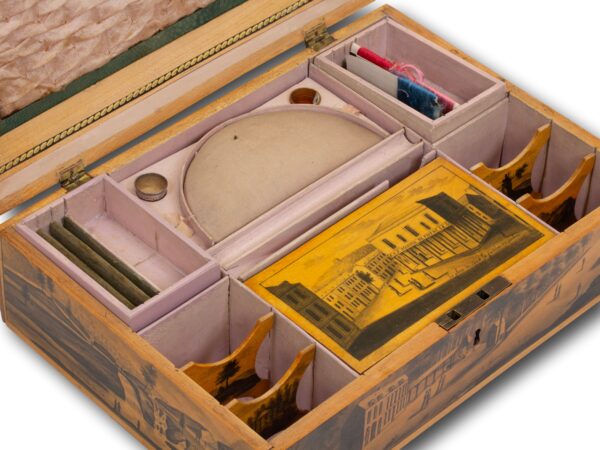 Close up of the contents of the spa sewing box