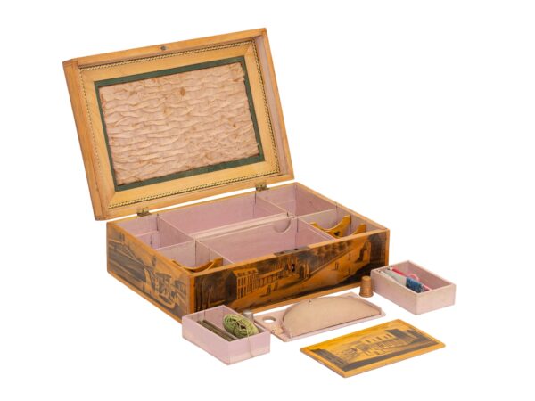 Close up of the contents removed from the spa sewing box