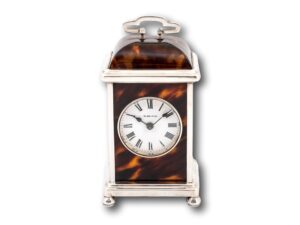 Front overview of the Tortoiseshell & Silver Carriage Clock
