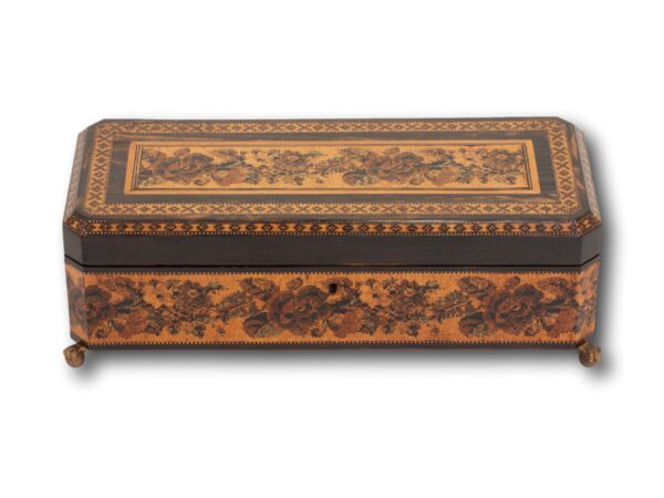 Front overview of the Tunbridge Ware Musical Jewellery Box