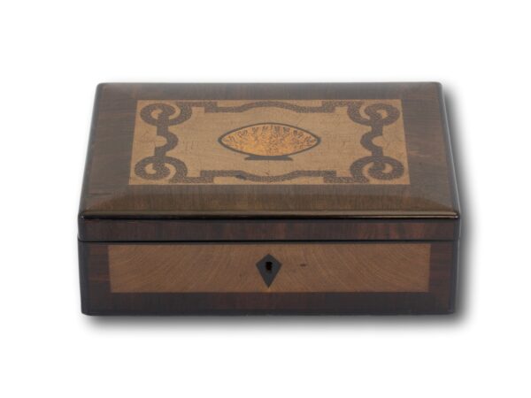 Front overview of the Continental Palm Coconut Wood Box