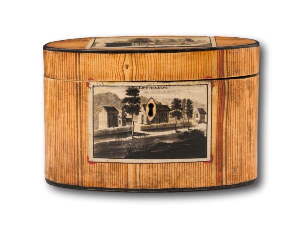 front of the Antique Oval Spa Tea Caddy
