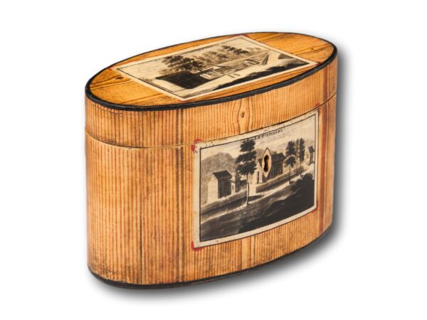 Front overview of the Antique Oval Spa Tea Caddy