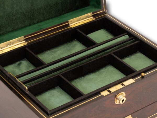 Close up of the top partitioned tray
