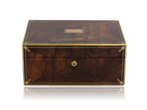 Front overview of the Antique Rosewood Jewellery Box by Edwards