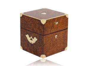 Front overview of the Antique Burr Walnut Jewellery Box